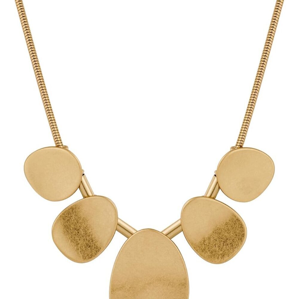 Gold Irregular Metal and Coin Pendant Necklace for Women - Adjustable Brass Chok